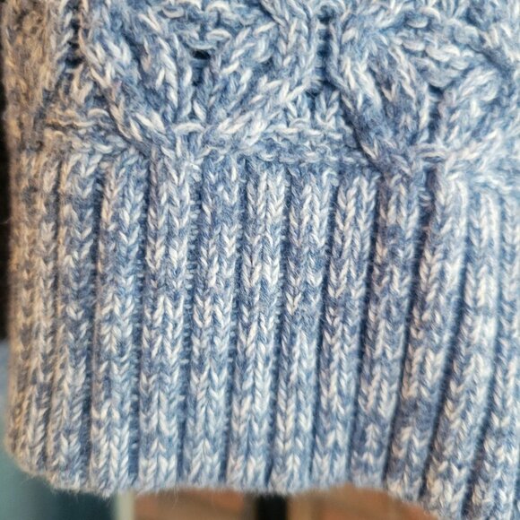 Jeanne Pierre Lovely Round Neck, Heather Blue Cable Knit Sweater - Size L - Picture 7 of 10